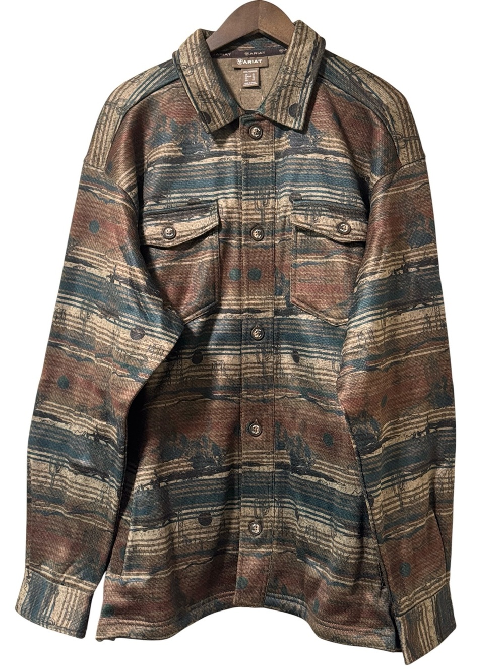 NWT Ariat TEK Men’s Caldwell Printed Southwestern Fleece Shirt Jacket Size XL